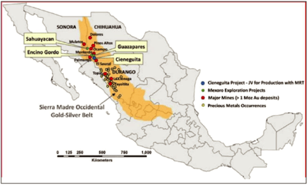 Map of the Sierra Madre Occidental